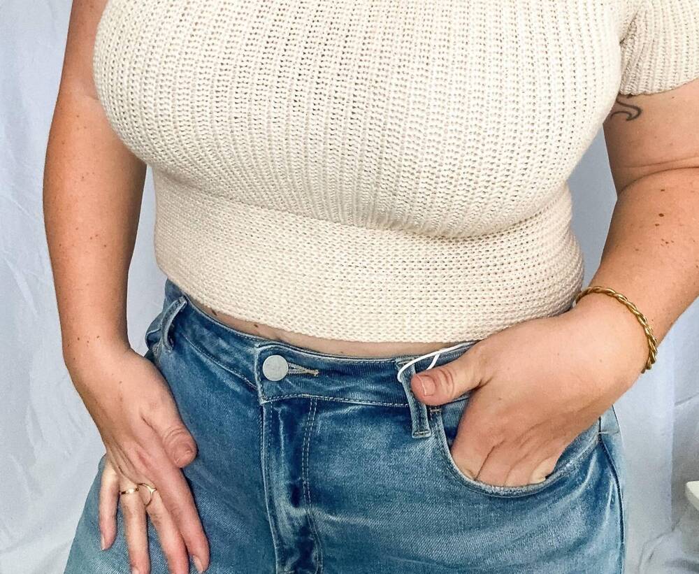 NEW LE LIS sydney back tie knit top in taupe